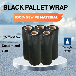 Película de Envoltura de Colores de 18 Pulgadas x 1000 Pies, 25 Micras, Película de Plástico para Envolver, Resistencia Industrial, Rollo de Película Estirable Negra para Embalaje de Palés - Product Image 1
