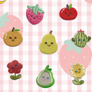 Parches de tela bordados con flores de dibujos animados de frutas bonitas a la moda para prendas de vestir exteriores Sudadera con capucha Accesorios de ropa Bordado de plantas - Product Image 2