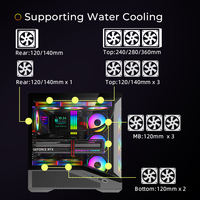 Boîtier PC Gaming Panoramique RGB Vue sur la Mer Mollyshines Mid-Tower en Métal avec Refroidissement et Support Ventilateur USB