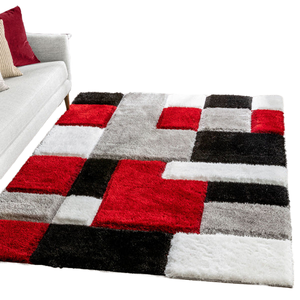 Alfombra 3D de pelo alto, geométrica, de poliéster, hecha a mano y tallada a mano, de lujo, gris y amarilla, para el hogar - Product Image 1