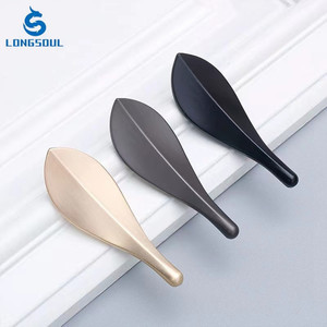Moderne neue Möbel Schrank tür Schublade schwarz <span class=keywords><strong>Gold</strong></span> heißer Verkauf kleine kreative Möbel Schrank tür Blatt Stil Knöpfe - Product Image 3