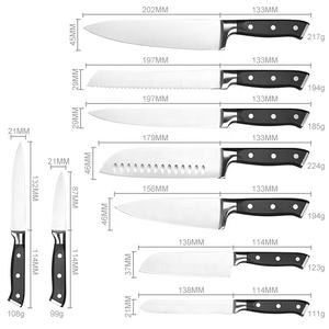 Bộ dao bếp 9 món Asiakey cao cấp bằng thép không gỉ, tay cầm ABS - Product Image 2