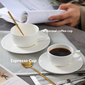 Mini tasse à expresso et soucoupe de conception moderne italienne en céramique blanche personnalisée pour les tasses à thé et soucoupes arabes modernes de petite taille en porcelaine osseuse - Product Image 3