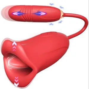 Alat penggetar telur 2 in 1 untuk wanita grosir alat pijat mainan seks wanita vibrator mulut stimulasi klitoris