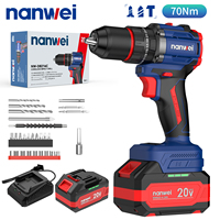 Perceuse sans fil Nanwei 20v 4.0Ah, outils de perçage sans balais, double vitesse, 13 mm, lithium-ion, perceuse à percussion électrique sans fil