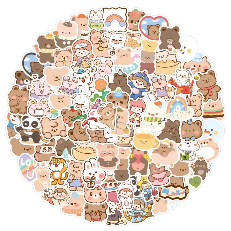 100pcs Cartoon Stickers Decal for Glass /Glass Cup/Laptop/Phone