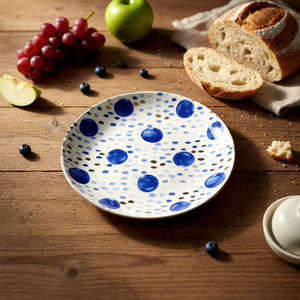 Hengfei Piatto Portagioie in Ceramica Art Déco con Motivo a Pois Blu e Azzurro Tropicale, Portaoggetti Decorativo per Casa e Regalo - Product Image 2