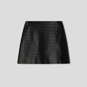 3343 Black <strong>Brown</strong> Woven <strong>Leather</strong> Mini <strong>Skirt</strong> A-line Short Sheepskin <strong>Leather</strong> <strong>Skirt</strong> From Chinese Factory - Product Image 1