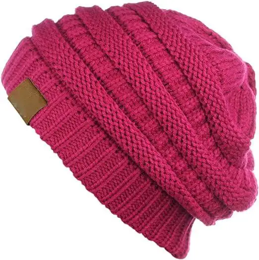 Gorro unissex de malha folgada e macio para esqui, boné camuflado fuzzy c, com cabo elástico, para uso ao ar livre