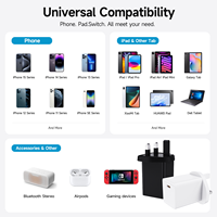 Cargador GaN de 65W con Enchufe para Reino Unido, Adaptador de Carga Rápida Tipo-C con Protección OTP/OVP, Compatible con PD3.0 y Salida de 20V para Auriculares