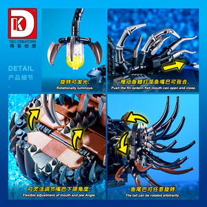 Bloques de construcción educativos para niños modernos, ensamblado juguete, linterna mecánica electrónica, luz de pez, dinosaurio, regalo de cumpleaños, PCS - Product Image 2