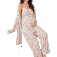 Ensemble de pyjama de maternité pour femmes SMOOTH, trois pièces, printemps et automne, camisole, veste et pantalon, ensemble de vêtements de maison
