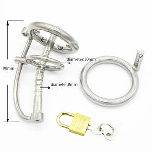 Интимный фиксатор из нержавеющей стали для нижней части тела: мужская клетка для члена, замок для пениса с зубчатым кольцом, уретральная трубка, секс-игрушки для мужчин - Product Image 4