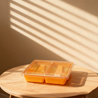Boîtes à pain en plastique de qualité alimentaire personnalisées en gros, boîtes d'emballage pour desserts de mariage et d'anniversaire, boîtes de présentation divisées en deux compartiments