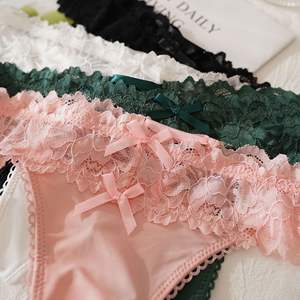 Tanga de seda helada sexy de cintura baja, leggings sin costuras de encaje transparente, bikini tipo tanga - Product Image 6