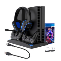 Station de charge PG-P4009 pour manette PS4, station de charge double pour manette PS4, support de stockage de cartes, support de casque pour joystick PS4