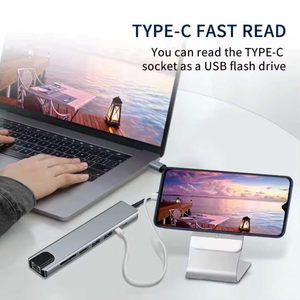 Manufacturer 8 in 1 Type <strong>C</strong> <strong>USB</strong> Hub with 1000Mbps RJ45 Ethernet <strong>USB</strong> <strong>C</strong> <strong>Dock</strong> Adapter <strong>USB</strong> 3.0 Hub for Desktop - Product Image 3