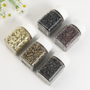 Pierres naturelles en cuivre et Silicone doublées, 4.0x3.0x6.0mm, Micro anneaux, perles de <span class=keywords><strong>cheveux</strong></span>, par bouteilles, 500 pièces - Product Image 1