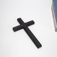 Croix en bois rectangulaire de 14 cm, cadeau catholique chrétien pour bureau, artisanat en bois durable pour tenir à la main ou poser sur table