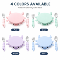 Assiette en silicone de qualité alimentaire en forme de crabe de dessin animé Assiette à dîner pour bébé et enfants Support d'aspiration sans BPA Vaisselle d'alimentation pour tout-petit