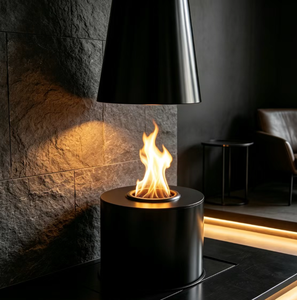 Caminetto Sospeso in Acciaio dal Design Moderno con Fiamma Reale Decorativa per Soggiorno di Villa - Garanzia di 5 Anni - Product Image 2