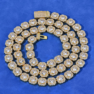 Collares de tenis de moissanita VVS chapados en oro de 18 quilates y plata de ley 925, los más vendidos, estilo hip hop, con incrustaciones de diamantes, que pasan la prueba del diamante. - Product Image 1