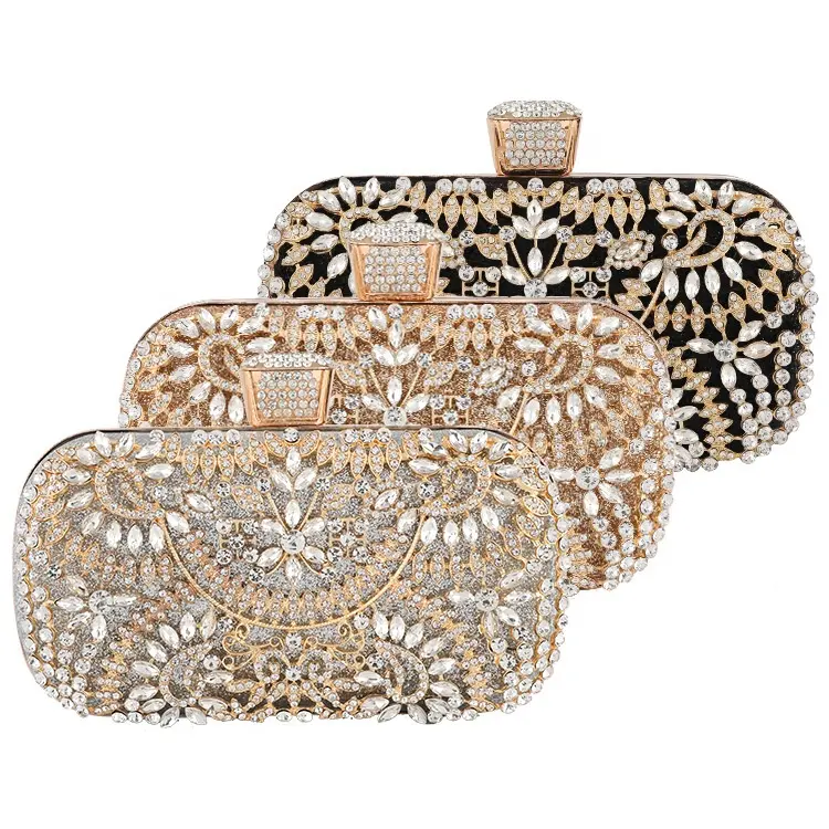 Bolsa de mão luxuosa de diamantes, pérolas frisadas, bolsa de casamento, para noiva, clutch