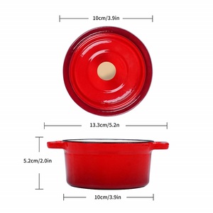 Mini-<span class=keywords><strong>cocotte</strong></span> ronde en fonte <span class=keywords><strong>émaillée</strong></span> de 10 cm avec couvercle en fonte, design minimaliste, écologique - Product Image 3