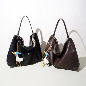 Bolso Tote de Cuero Genuino, Gran Capacidad, Estilo Hobo, Bolso de Hombro/Axila de Cuero Vacuno Suave, Bolso Casual para Compras, Color Marrón Oscuro - Product Image 5