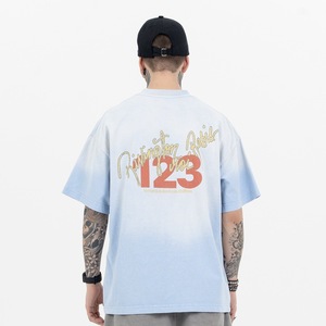 เสื้อยืดวินเทจลายกราฟิกพิมพ์ DTG ทรงโอเวอร์ไซส์ ผ้าฝ้าย สำหรับผู้ชาย สไตล์สตรีทแวร์ รับสกรีนโลโก้ - Product Image 1