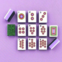 Set Mahjong Amerika 160pcs Sparkle Green Glitter, Warna Ivory di Bagian Depan, Ungu dan Putih di Samping, Hadiah Koleksi untuk Liburan