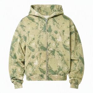Men Camouflage Print <b>Zip</b> <b>Hoodie</b> Fleece Regular Fit Casual Hooded Sweatshirt with Kangaroo <b>Pocket</b> and Adjustable Hood - Product Image 4