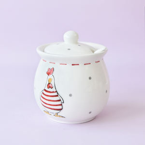 BONWILL bol à sucre en céramique avec couvercle et cuillère coq de poulet récipient de stockage des aliments boîte à sel de cuisine Condiment Jarr - Product Image 3