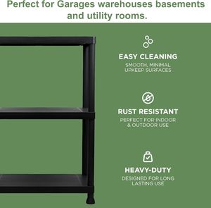 4-Tier Durable Light weight Rust Proof <strong>Plastic</strong> <strong>Shelving</strong> Unit for Garage Warehouse Garden &amp; <strong>Sheds</strong>-Space Saving Storage - Product Image 3