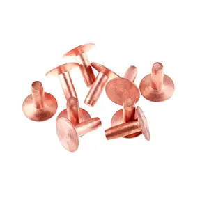Copper Rivet Solid Brass Wholesale Custom 9# 12# 14# Red Copper Disc Rivets 1-1/4'' Flat Round Head Solid Brass ISO Standard