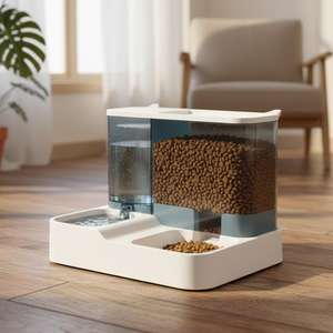 Dispenser automatico per cibo e acqua per animali domestici, doppia ciotola di grande capacità, alimentatore standard traslucido - Product Image 2