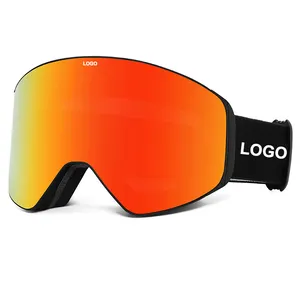 Kacamata Ski Kacamata Snowboard Kustom OEM Anti Kabut Tali Elastis Perlindungan Kacamata Papan Salju Goggle Ski Magnetik