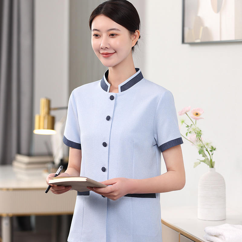 Uniforme de personal de limpieza de manga corta Unisex de gama alta,  atuendo de servicio elegante para habitación de Hotel, ropa de trabajo para  mujer
