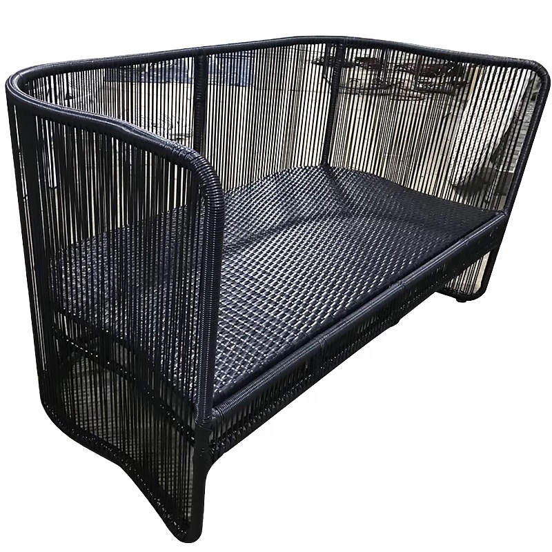 Unique Design Outdoor Black And Withe Round Rattan Wicker Garden Furniture sofa