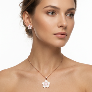 Niedliches Vergoldetes Legierungs-Diamant-Modeschmuckset für Kinder - Partygeschenk Blumen-Halskette & Ohrstecker - Product Image 6