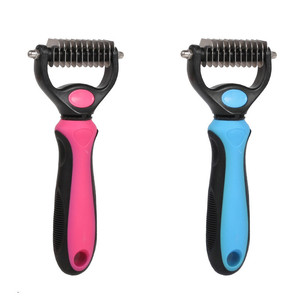 Brosse de bain double face en acier inoxydable OEM pour chien Peigne de démêlage <span class=keywords><strong>Coupe</strong></span>-nœuds de fourrure d'animaux de compagnie pour l'épilation et le toilettage des chats - Product Image 3