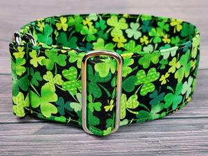 개 토끼풀 녹색 패트릭 sighthound 칼라, st paddys martingale 또는 버클 칼라/클로버 - Product Image 1