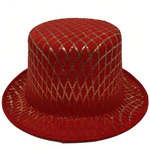 Chapeau Bob en Maille Rouge à Paillettes pour Femme – Protection Solaire et Anti-Vent pour Scène et Spectacles - Product Image 3
