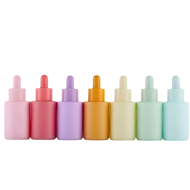 30ml Flat Shoulder Refillable Glass Dropper Bottle Screen Printing Custom Logo Gift Box for Essential Oil Cosmetic Packaging