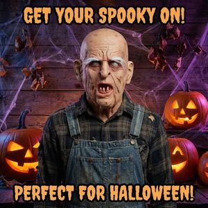 <span class=keywords><strong>Maschera</strong></span> in Latex Realistica da Zombie Anziano, <span class=keywords><strong>Maschera</strong></span> Spaventosa da Nonno con Rughe, Denti Sciolti e Sopracciglia Bianche - Product Image 3