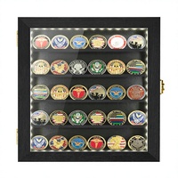 Boîte de présentation pour médailles militaires avec éclairage LED, taille personnalisée, cadre en bois avec verre acrylique HD, étagères amovibles à 2 fentes