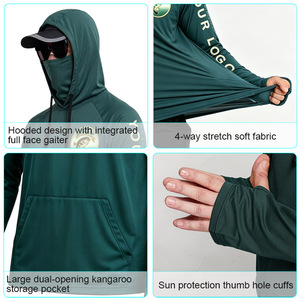 Plus Size UPF50+ Integrated <strong>Face</strong> Mask Men Quick Dry Breathable Bass Fishing Performance Fishing Hoodie <strong>Shirt</strong> - Product Image 2