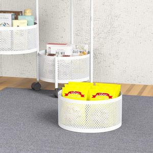 Modern Rotating Movable Metal Wall Mounted 5-Layer <b>Storage</b> <b>Rack</b> with Wheels for Kitchen & Living Room Food <b>Storage</b> - Product Image 4