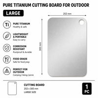 Planche à découper légère en titane pur, planche à découper portable de qualité alimentaire pour le camping en plein air avec trou de suspension