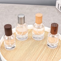 Flacon d'échantillon de parfum vide en verre de Chine, 30ML 50ML, avec bouchon en bois et couvercle plat, style baïonnette, même modèle, pour usage en laboratoire, type spray
